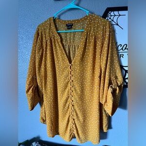Torrid Mustard Polka Dot Blouse